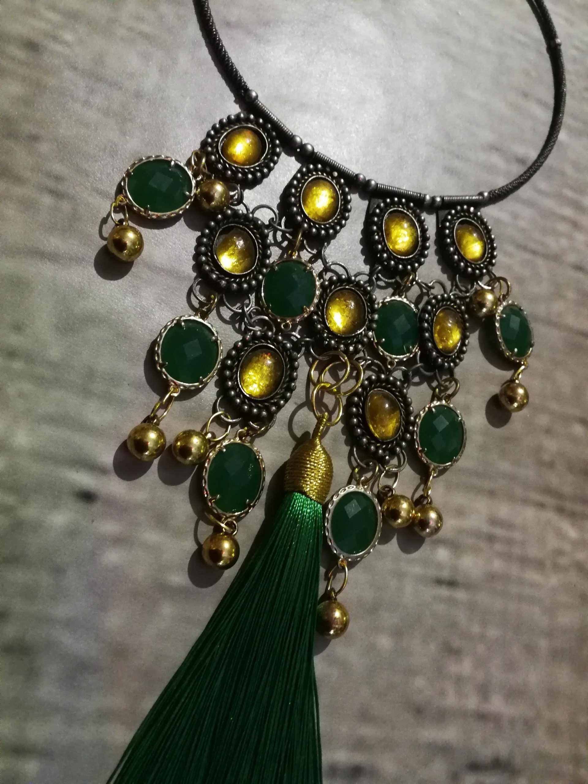 Kelly Green Necklace Crystal Bib Emerald Green Statement Layered Collar Jewelry Luxury Tassel Choker