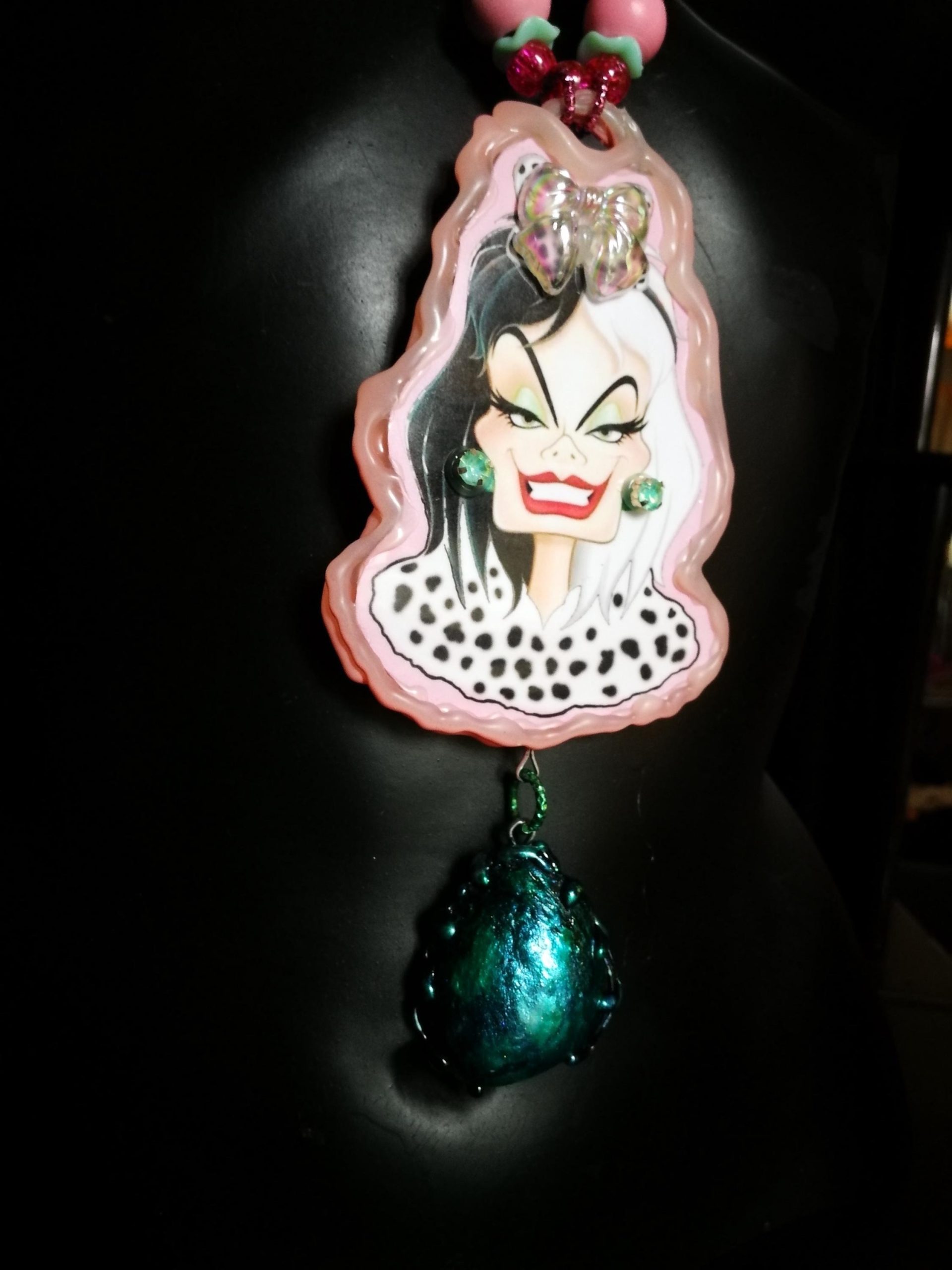 Cruella de Vil - Big Bold Chunky Necklaces, Statement Cartoon Jewelry, Hollywood Icon Whimsical Pendant