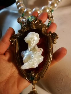 Cameo Silhouette, Statement Maximalist Jewelry Baroque Pendant, Luxury Necklace Rococo Romantic Gallery Wall Tie