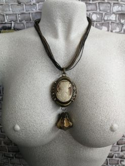 Cameo Necklace Portrait, Antique Vintage Style Pendant, Art Nouveau Luxury Jewellery Charm Medallion Jewelry
