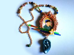 Van Gogh Ear Necklace, Statement Vintage Baroque Frame Charm, Artist Pendant Luxury Art Jewelry