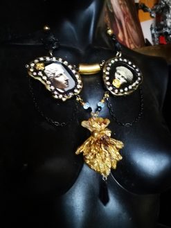 Greek Statue, Baroque Sicilian Massive Necklace, Rococo Pendant Assemblage, Luxury Jewelry Greece Antique