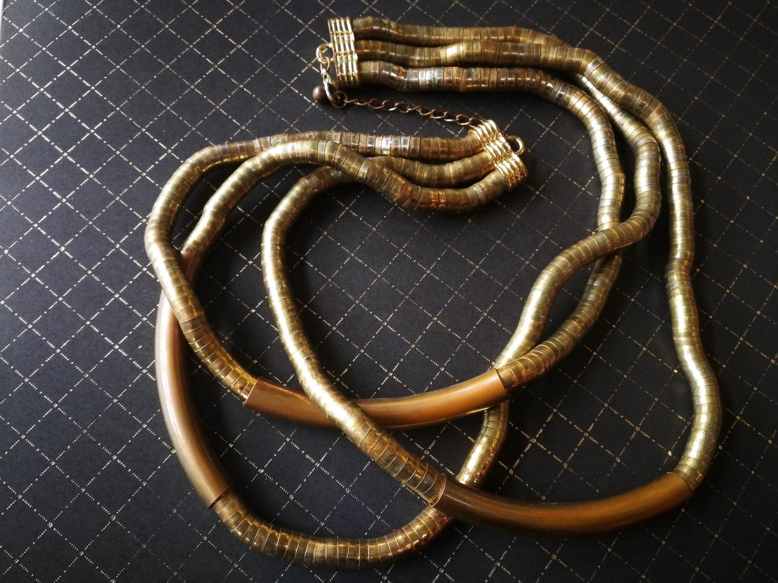 Statement Necklace – Brutalist Minimalist Gold Collar Choker, Futuristic Avant-Garde Italian Jewelry Design