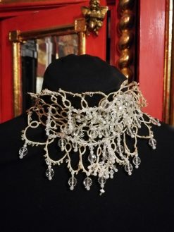 Marie Antoniette Choker, Embroidered Macrame Lace Jewelry, Vintage Baroque Necklace Bib Collar Luxury Embroidery