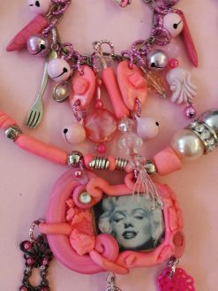 Vintage Assemblage Jewelry, Modernist Pendant Designer Jewelry Chunky Layered Necklace, Lariat Charm Jewellery Shop