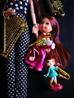 Doll Necklace, Music Teacher Assemblage Jewelry Statement Pendant, Extravagant Futuristic Luxury Glamour Charm
