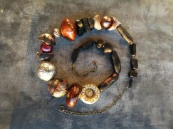 Beaded Choker, Classic Statement Jewelry, Big Bold Chunky Necklaces, Metallic & Ceramic Sculptured Brutalist Design