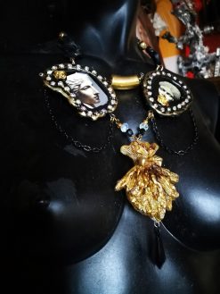 Greek Statue, Baroque Sicilian Massive Necklace, Rococo Pendant Assemblage, Luxury Jewelry Greece Antique