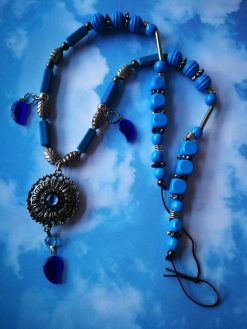 Turkish Evil Eye, Statement Pendant Good Luck Boho Ethnic Folk Jewelry Necklace Silver Charm