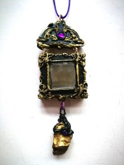 Snow White Witch's Mirror Necklace Pendant, Romantic Victorian Gothic Jewelry, Stone Charm Vintage Style