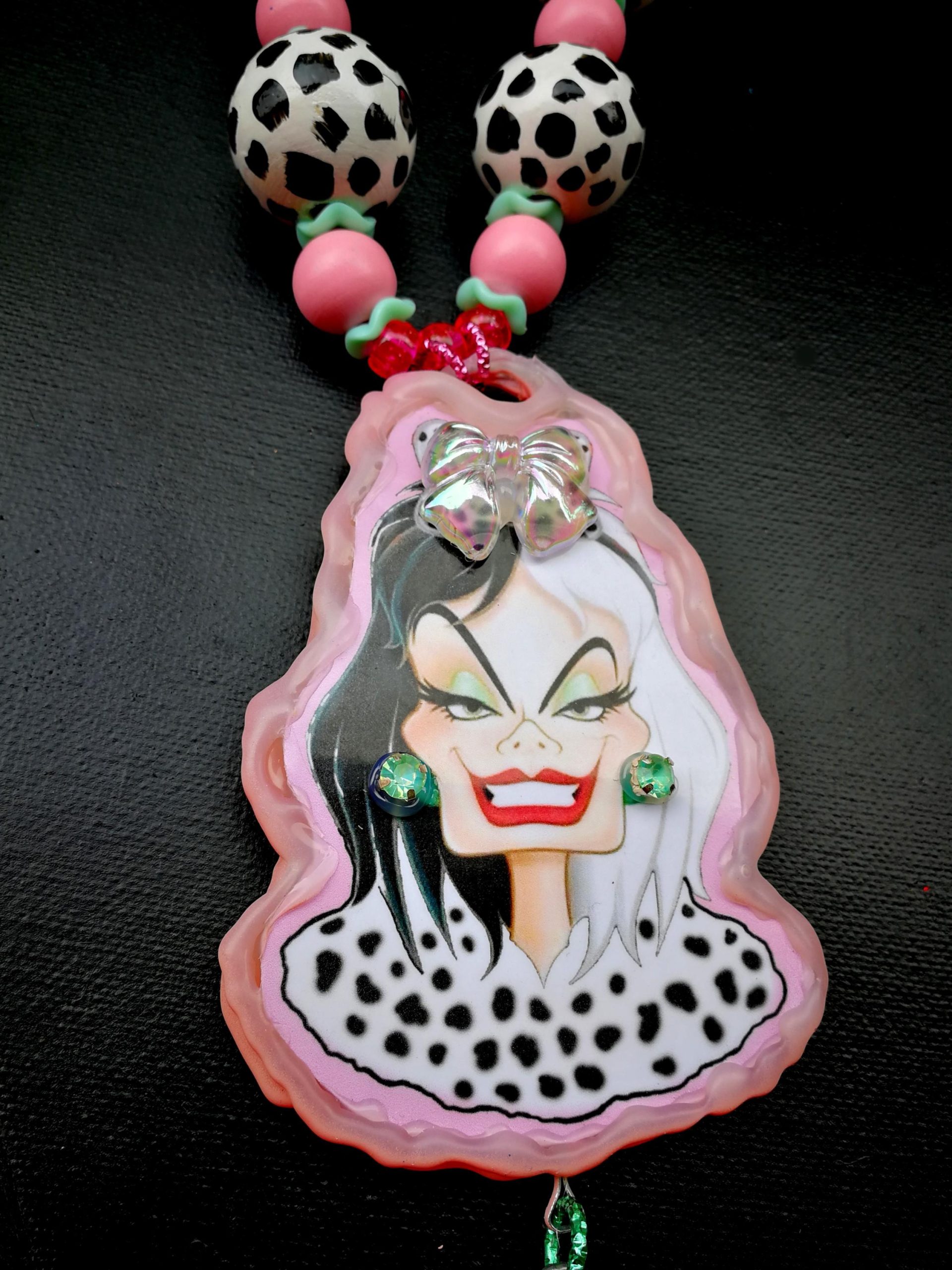 Cruella de Vil - Big Bold Chunky Necklaces, Statement Cartoon Jewelry, Hollywood Icon Whimsical Pendant