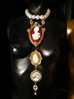Cameo Silhouette, Statement Maximalist Jewelry Baroque Pendant, Luxury Necklace Rococo Romantic Gallery Wall Tie