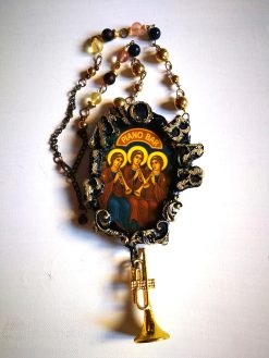 Holy Pop Pendant, Oddities and Curiosities Jewelry Religious Baroque, Icon Necklace Ironic Musical Angel