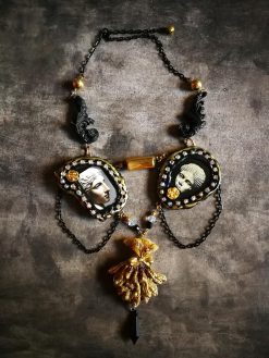 Greek Statue, Baroque Sicilian Massive Necklace, Rococo Pendant Assemblage, Luxury Jewelry Greece Antique