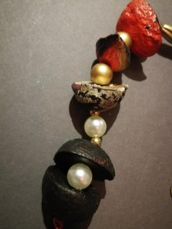 Sacred Heart, Burning Flame Ladies Jewel Chunky Natural Beaded Jewelry, Baroque Pendant Charm Collar