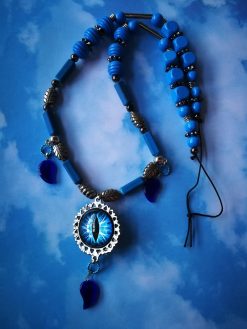 Turkish Evil Eye, Statement Pendant Good Luck Boho Ethnic Folk Jewelry Necklace Silver Charm