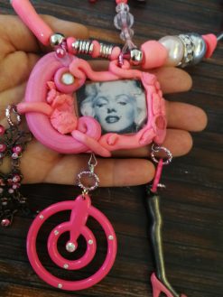 Vintage Assemblage Jewelry, Modernist Pendant Designer Jewelry Chunky Layered Necklace, Lariat Charm Jewellery Shop