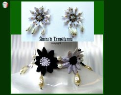 Bride Jewelry Set, Macrame Earrings Choker Embroidered, Pearl Wedding Accessories, Crochet Lace Flower Necklace