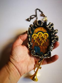 Holy Pop Pendant, Oddities and Curiosities Jewelry Religious Baroque, Icon Necklace Ironic Musical Angel