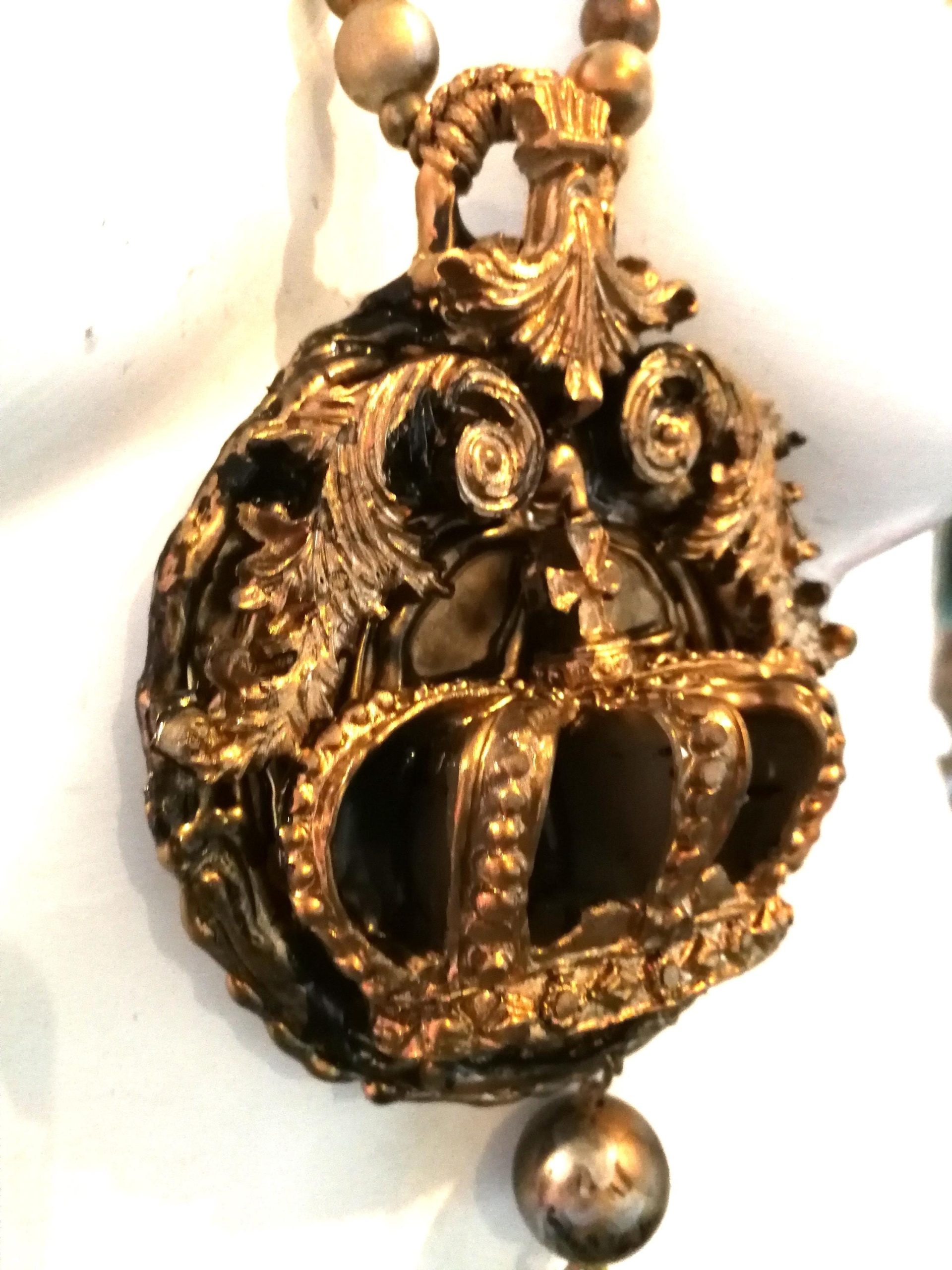 Royal Crown, Bold Chunky Necklace Brutalist Pendant, Steampunk Watch Jewelry Charm Queen and King