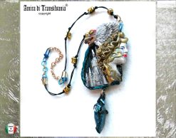 Silver Eagle Pendant, Statement Necklace Vulture Wild Bird Jewelry, Viking Castel Raw Stone Charm