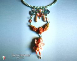 Guardian Angel, Religious Baroque Winged Archangel Pendant, Necklace Jewelry Flower Charm Celestial Cherubim Seraphim
