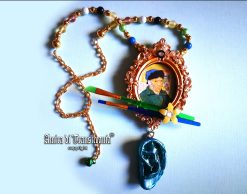 Van Gogh Ear Necklace, Statement Vintage Baroque Frame Charm, Artist Pendant Luxury Art Jewelry