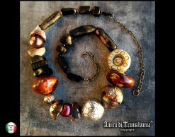 Beaded Choker, Classic Statement Jewelry, Big Bold Chunky Necklaces, Metallic & Ceramic Sculptured Brutalist Design