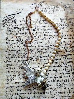 Guardian Angel Pendant, Statement Necklace Jewelry, Baroque Celestial Cherubim Seraphim, Pearl Charm Antique Statue