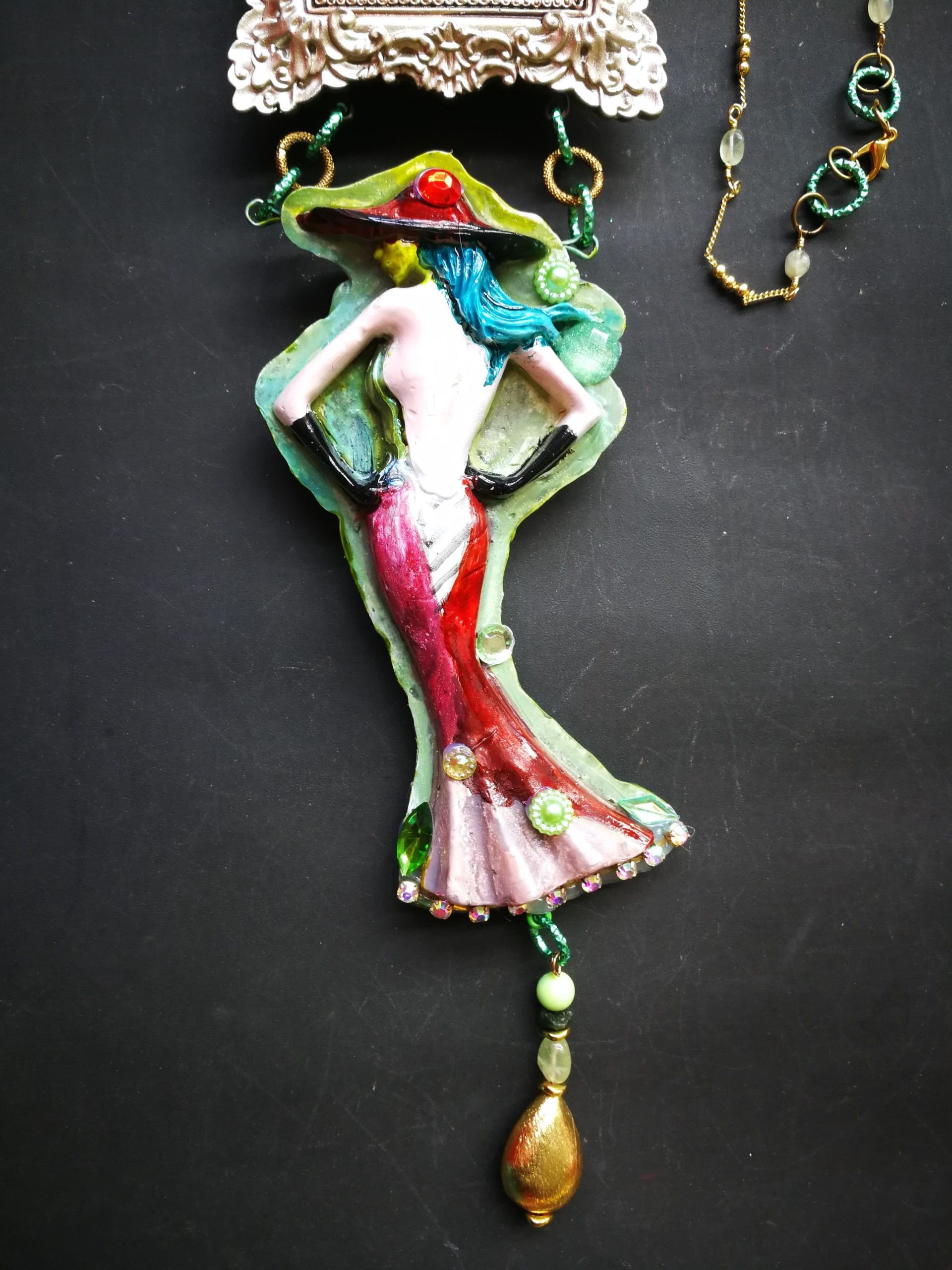 Dora Maar Necklace, Picasso Muse Pendant, Assemblage Artist Jewelry