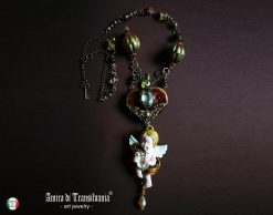 Vintage Jewelry Baroque Jewellery, Music Making Angel Winged Archangel Pendant, Rococo Necklace Antique Cherubim