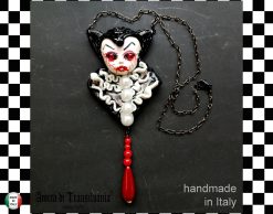 Bat Vampire Doll Pendant, Dracula Transilvania Gothic Jewel, Locket Medallion Charm, Jewelry Sculpture Necklace