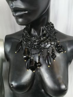 Gothic Beaded Choker, Embroidered Jewelry Bib, Victorian Necklace