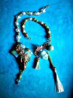 Handmade Green Witch Apple Charm Necklace, Italian Couture Jewelry