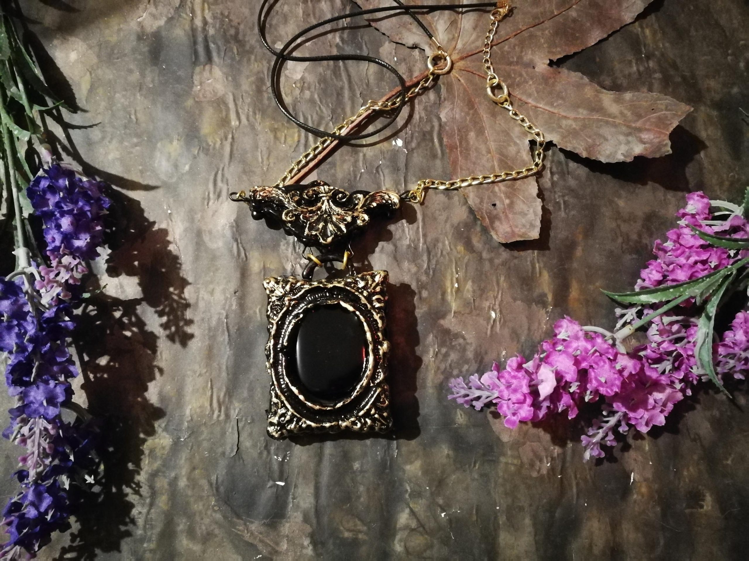 Snow White Witch Mirror Necklace, Gothic Victorian Locket, Handmade in Italy