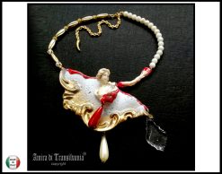 Dramatic Jewelry Baroque Luxury Bib Pendant, Sculptural Antique Statue Charm Crystal & Pearl Statement Necklace