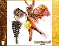 Fairy Wings Jewelry, Fairies Tale Golden Ballerina Butterfly Doll Pendant, Ballet Dance Figure Necklace