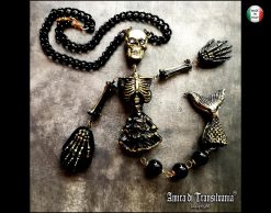 Macabre Jewelry Dark Necklace, Skull Skeleton Pendant, Gothic Punk Jewellery, Creepy Hauted Siren Mermaid