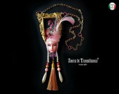 Pink Flamingo Jewelry, Exotic Bird Pendant, Doll Head Sculpture, Baroque Charm Necklace Feather & Tassel