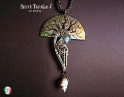 Siren Mermaid, Belle Epoque Jewelry Art Noiuveau, Liberty Style Bib Pendant Seashell Charm Shell