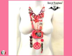 Vintage Assemblage Jewelry, Modernist Pendant Designer Jewelry Chunky Layered Necklace, Lariat Charm Jewellery Shop
