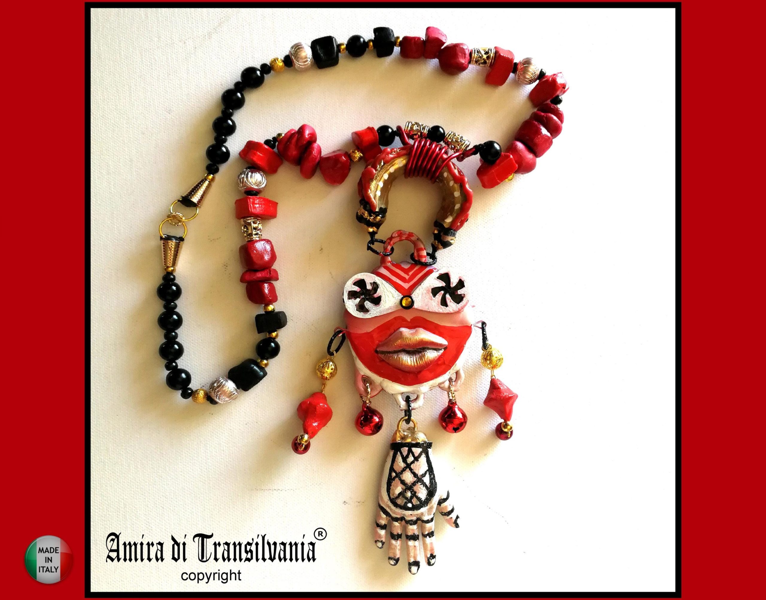 Tribal Jewelry Ainu Tribe, Japanese Folk Chunky Pendant, Helping Hand Statement Necklace Charm Maximalist