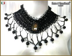 Marie Antoniette Choker, Embroidered Crochet Fine Lace Jewelry, Medallion Necklace Fetish Collar Statement Cameo