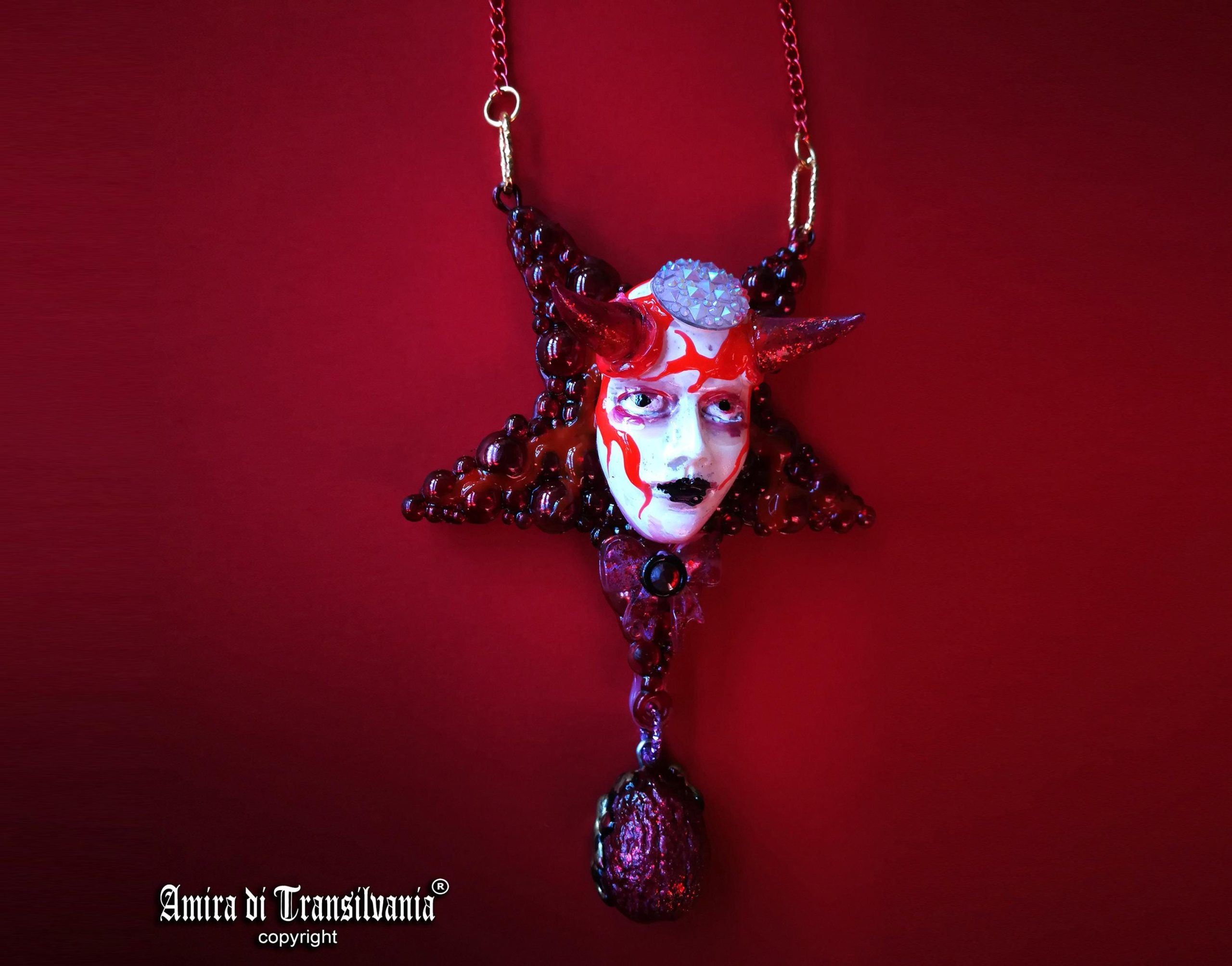 Lucifer Baphomet Pendant, Horned God Star, Gothic Doll Necklace