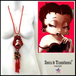 Betty Boop Necklace - Luxury Statement Pop Art Jewelry, Hollywood Icon Pin Up Tassel Pendant