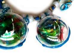 Futuristic Necklace Transparent Ball Jewelry, Avangarde Beaded Necklet Charm, Italian Design Choker Collar Caleidoscope