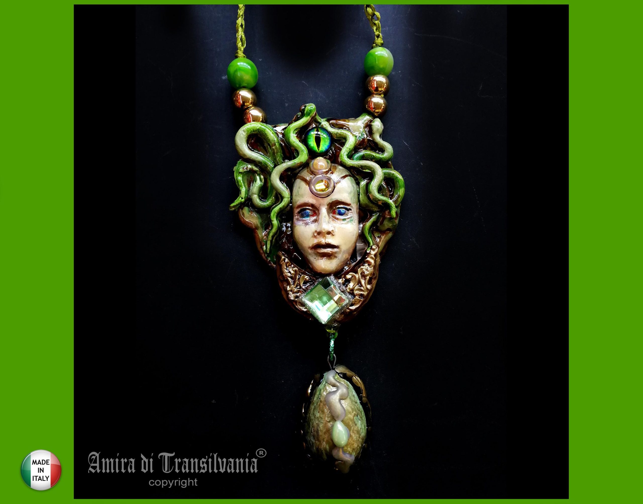 Medusa Jewelry Pendant Necklace, Snake Goddess Greek Mythology Sculpture, Minoan Serpent Eye Locket Charm