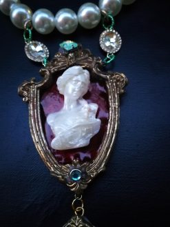 Cameo Silhouette, Statement Maximalist Jewelry Baroque Pendant, Luxury Necklace Rococo Romantic Gallery Wall Tie