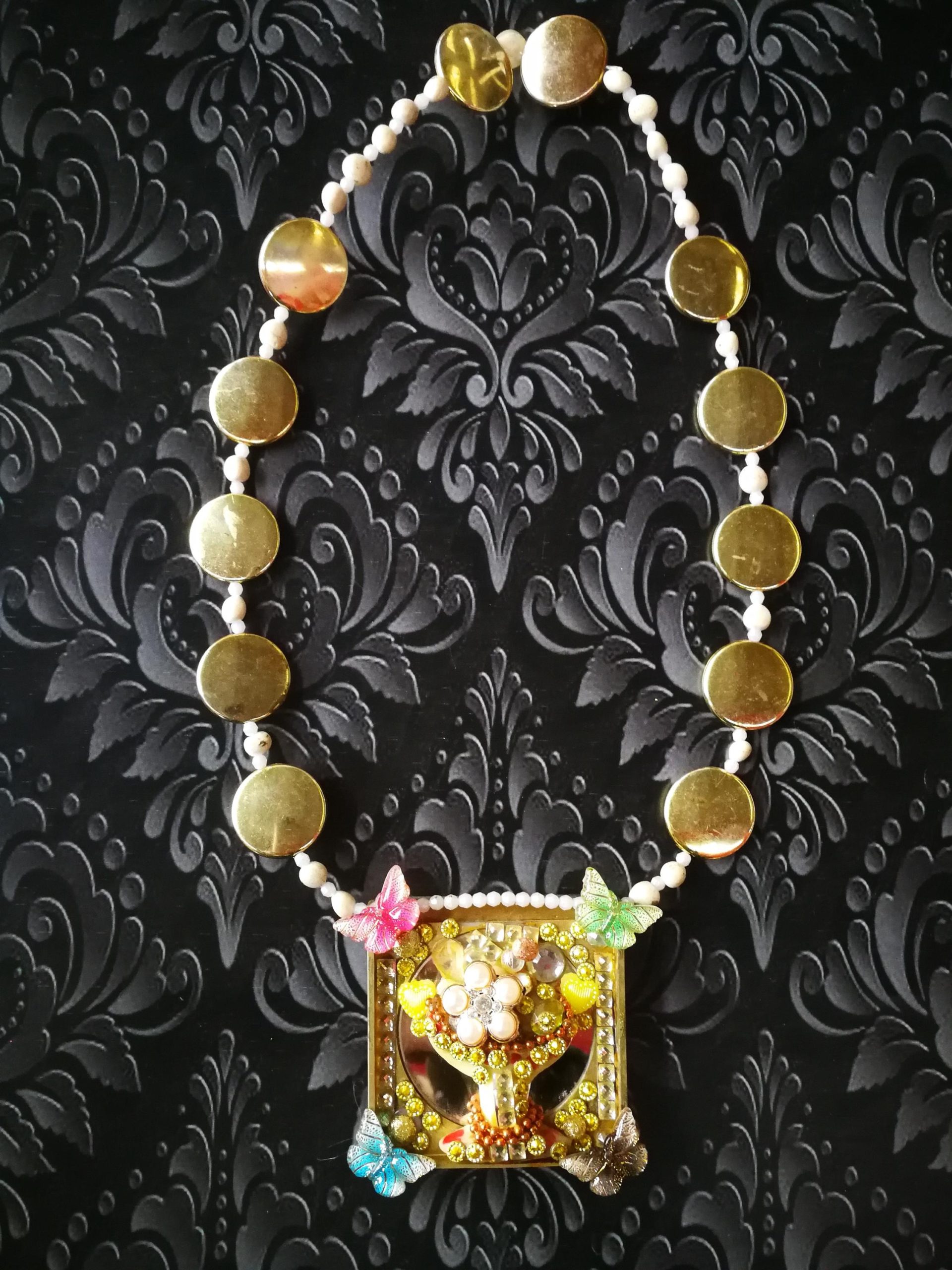 Tree of Life Necklace, Butterfly Yggdrasil Charm, Liberty Belle Epoque Jewelry, Mirror Sculpture Pendant