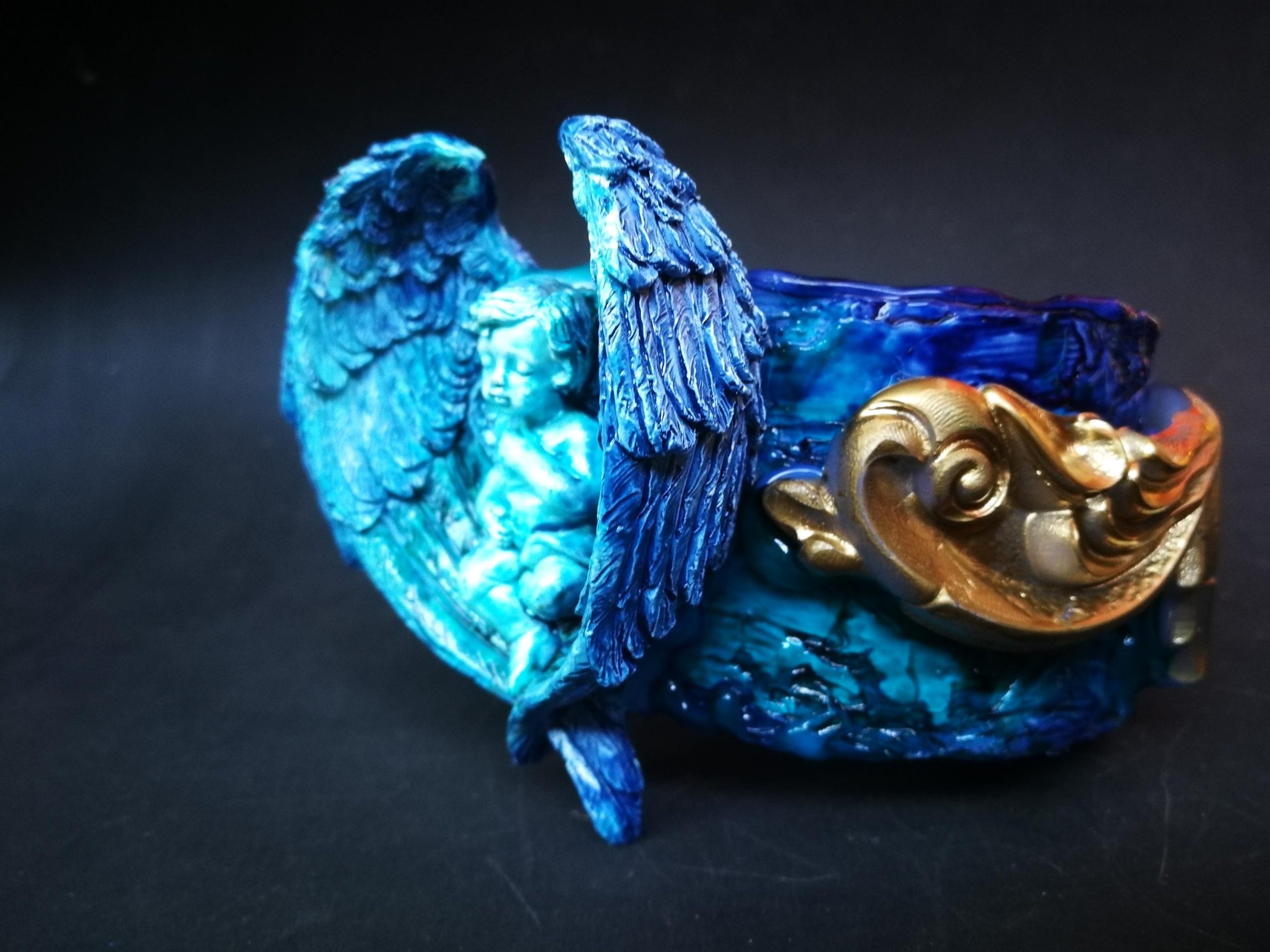 Guardian Angel Bracelet, Arm Cuff Bangle Sculptural Baroque Statement Jewelry, Maximalist Rococo Luxury Brand